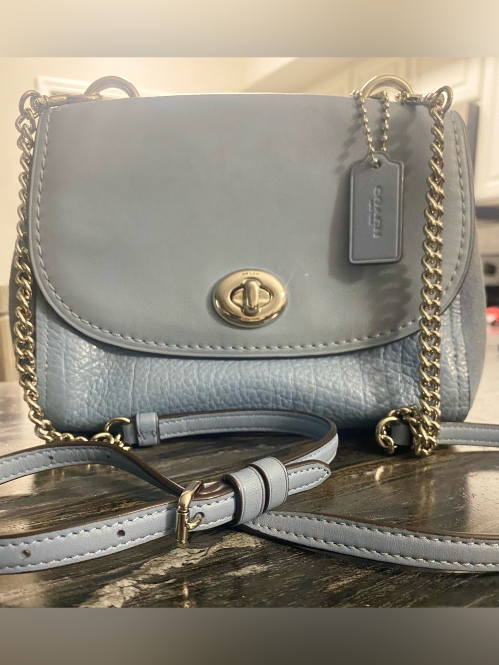 Coach Faye Turnlock Leather and Suede Crossbody Bag